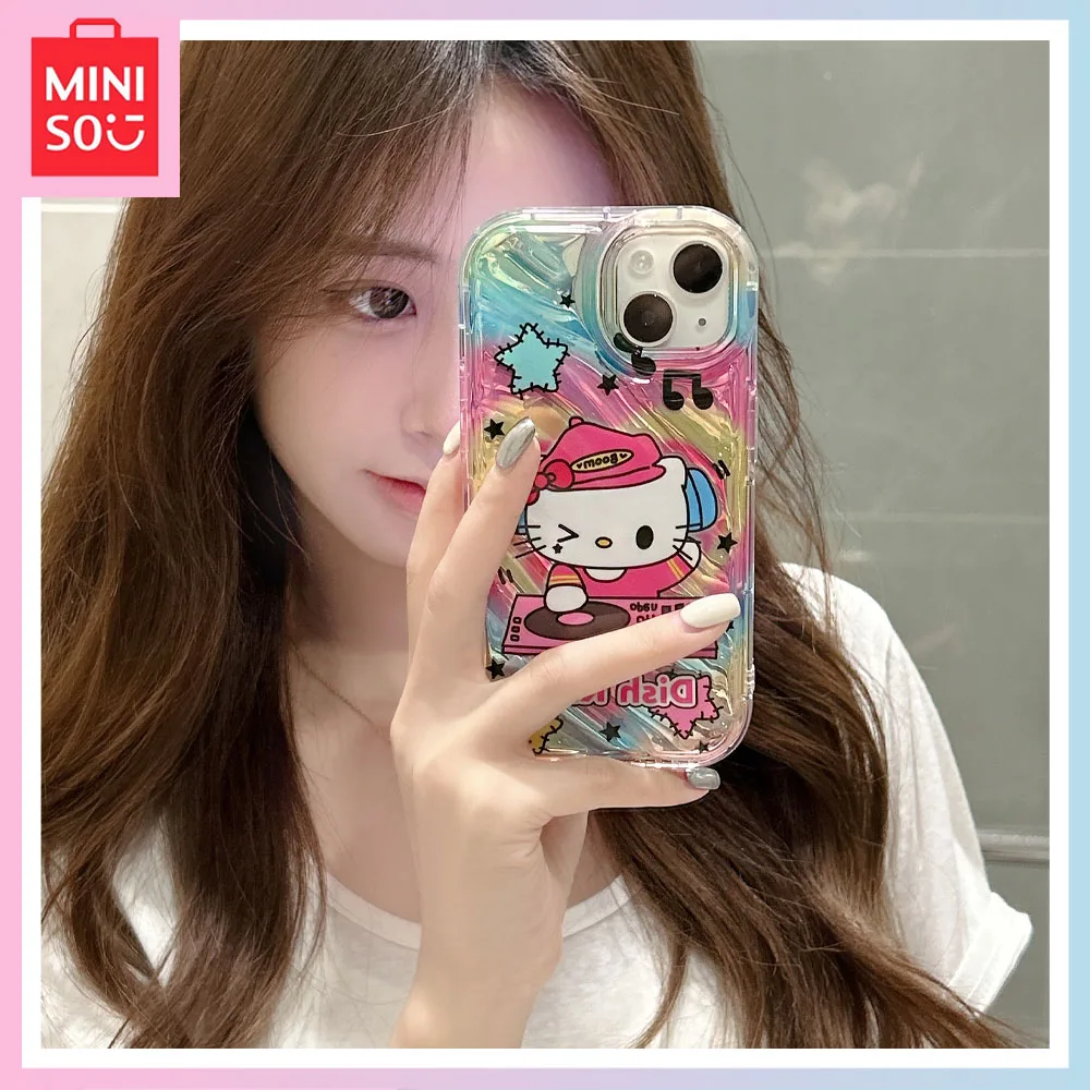 

Miniso Fashion Colorful Hello Kitty iPhone14 Phone Case Cartoon 13Promax Silicone 11 Fall Proof Y2K Hottie Birthday Party Gift