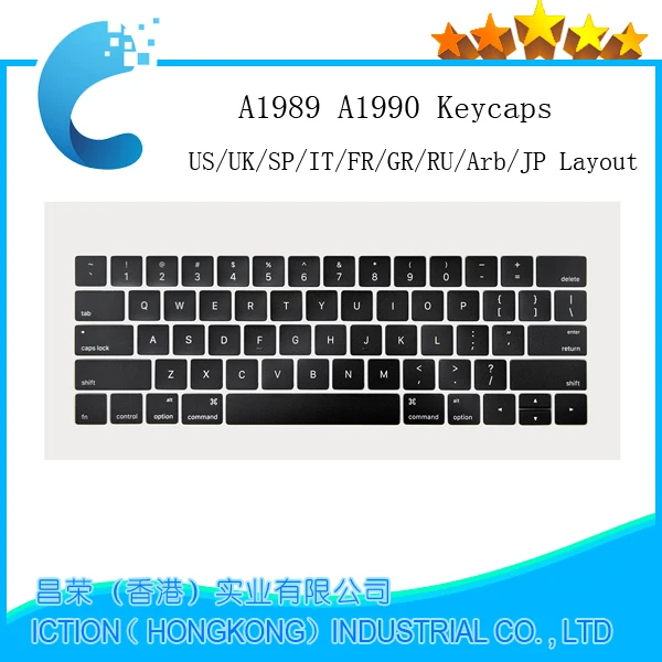 Original A1989 A1990 Keys Keycaps US UK Spain Italy French Russian GR For Macbook Pro 13" 15" A1990 A1989 Keyboard Key Cap keyboard keycap