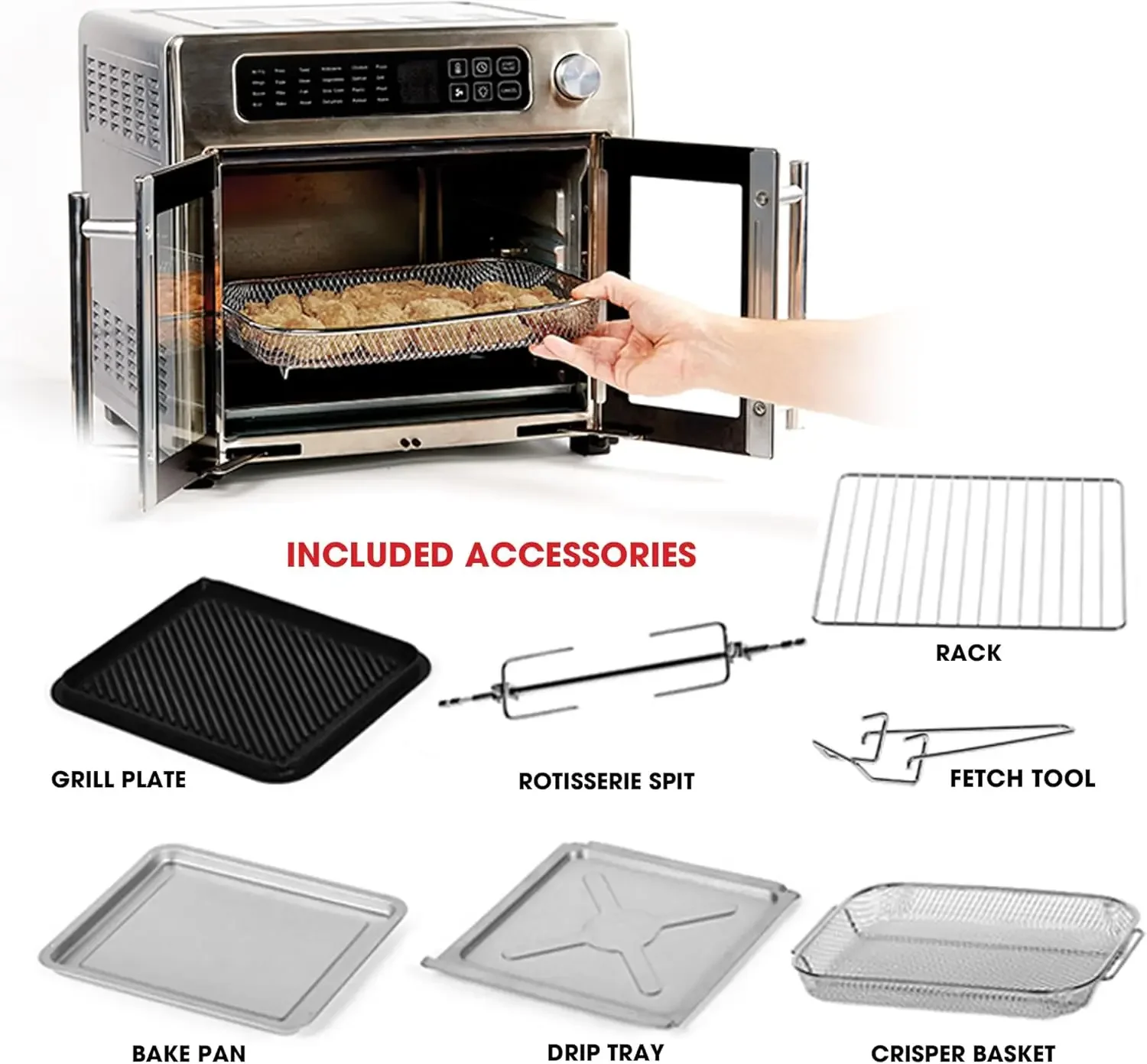 Lagasse 26 QT Extra Large Air Fryer, Convection Toaster Oven with French Doors, Stainless Steel 2