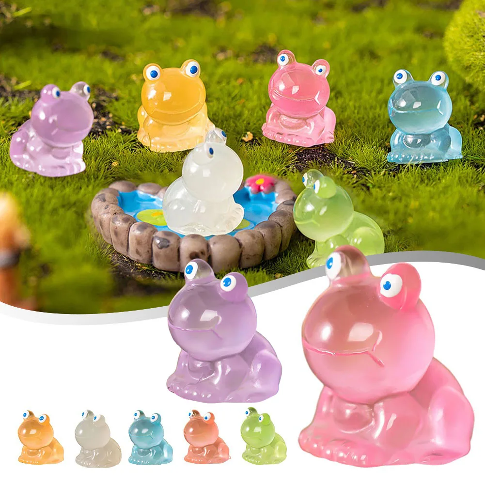 

Colorful Luminous Ornaments Resin Frog Ornaments Crafts Desktop Small Ornaments Home Children Room Decorations Child Gifts