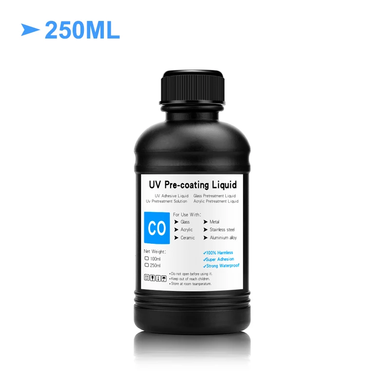 250ML UV Pre-Coating Primer For UV Flatbed Printer Curing Ink For Printing On Glass Ceramic and Acrylic Metal printer uv ink