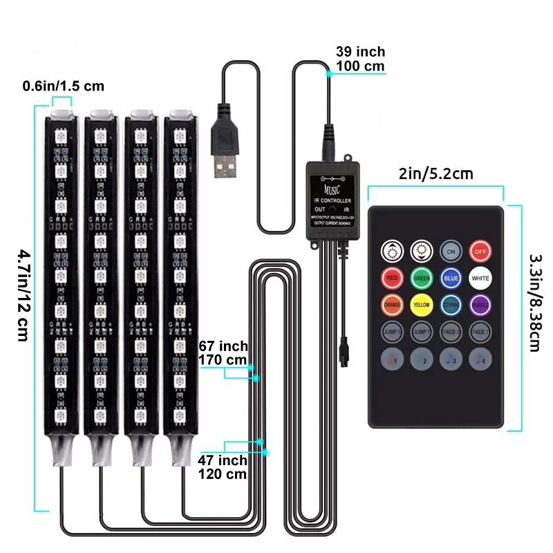LED Strip Lights LED Car Lights LED Lights LED Atmosphere Lamp LED Light Strip LED Car Decorative Lights LED Car Decoration Lamp Car Ambient Lights LED Atmosphere Lighting LED Interior Lights Car Interior RGB LED Strip Atmosphere Decorative Ambient Light Flexible Colored LED With APP Music Remote Controlled Rhythm Lamp