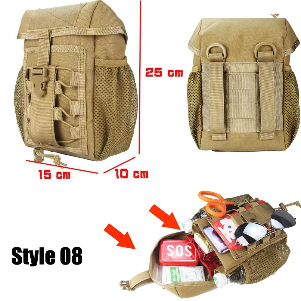 Outdoor Molle Bag Tactical Medical First Aid Bag Molle Utility EDC Waist Pack Phone Holder Pouch Camping Hunting Tools Pack 5