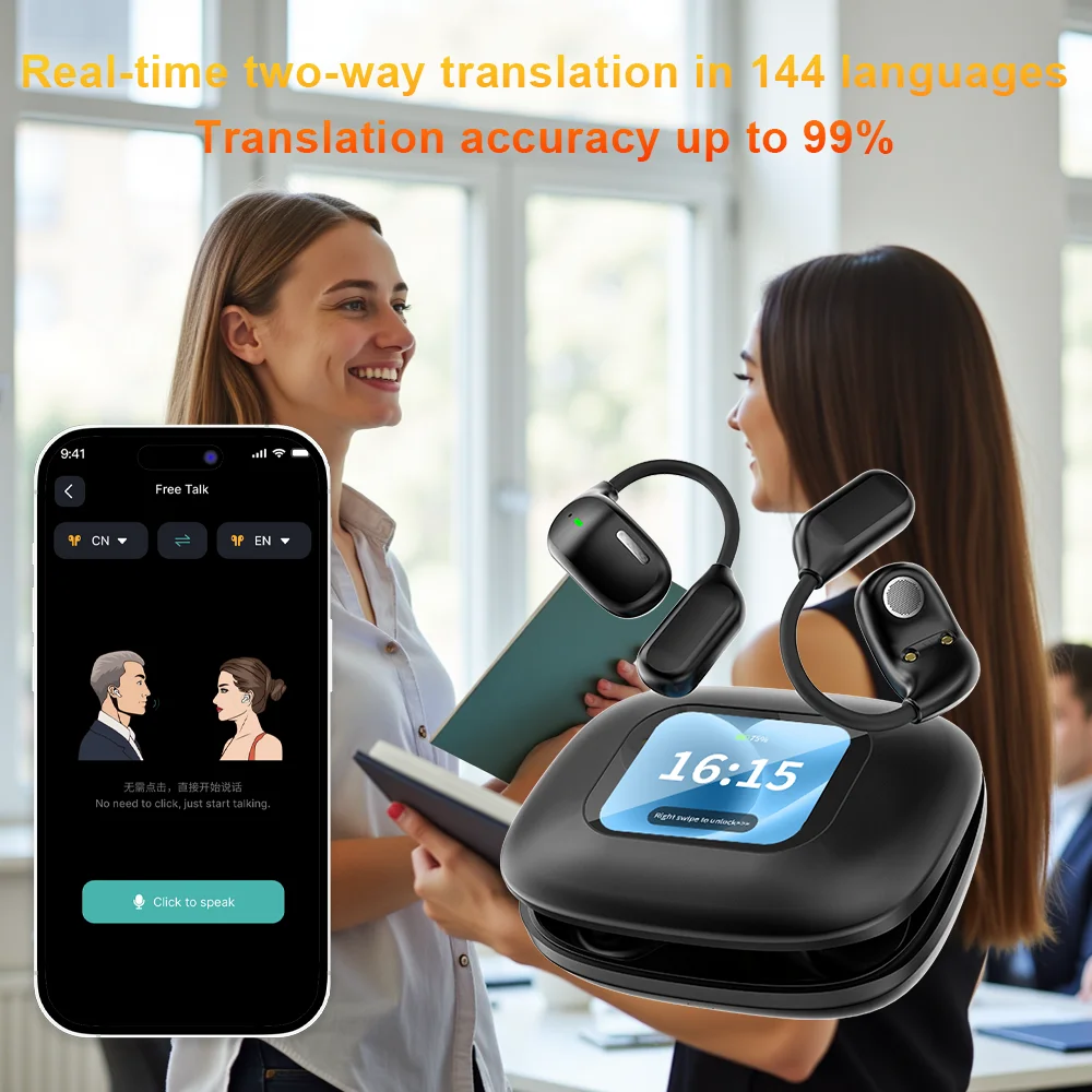 Wireless Bluetooth Earphones with Touch Screen and Real Time Translators