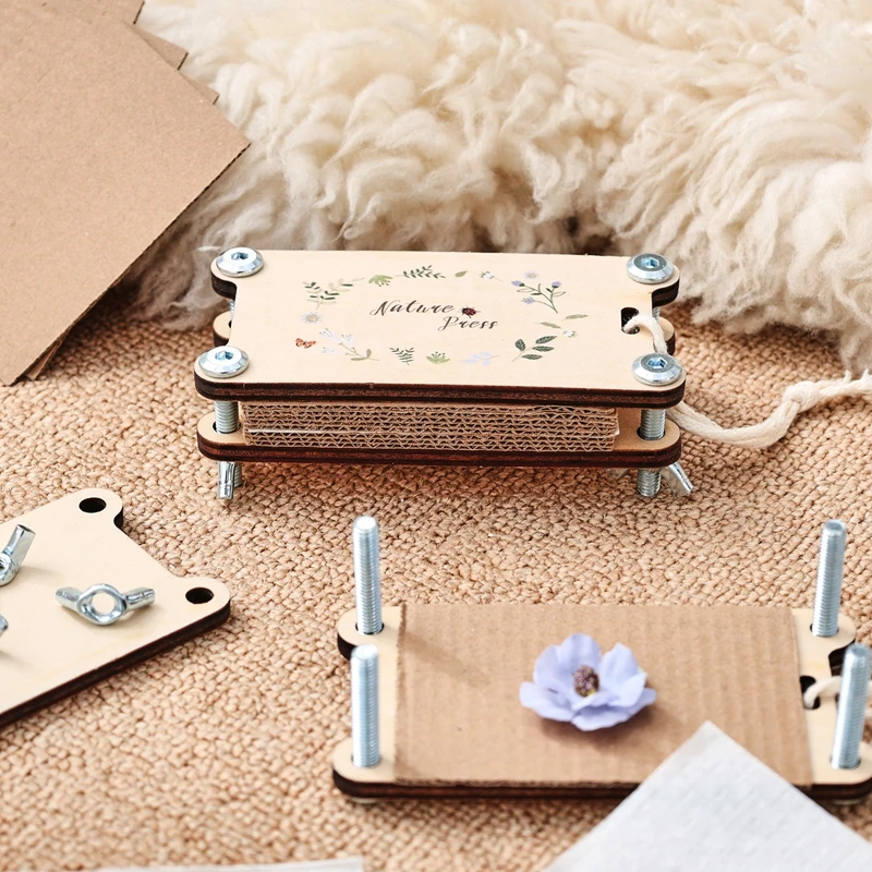 Prägewerkzeug-Set aus Holz für Kinder, DIY-Bastelspielzeug, Pflanzen- und Blumenprobenherstellungsset, Trockenblumen-Presswerkzeug-Set, Baby-Geschenk – Detail 9