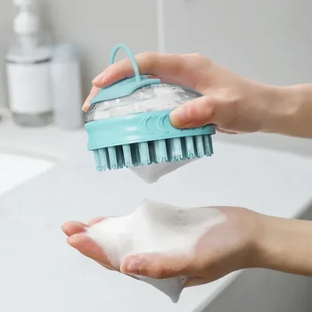 Dog Washing Massage Silicone  For Bath Pet Shampoo Brush Dog Bath Brush With Soap Dispenser Dog Grooming Brush 5