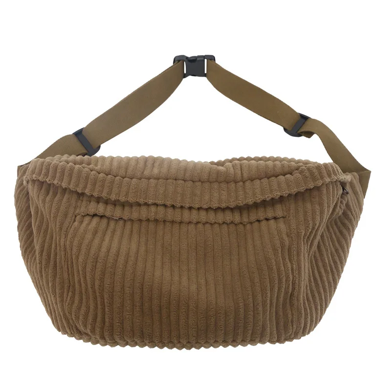 Large Capacity Waist Bag Women Shoulder Crossbody Bags Casual Fanny Pack Simple Phone Purse Corduroy Waist Bag Ladies Banana waist pack