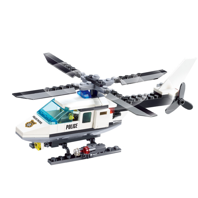 102pcs Police Helicopter Creative Building Blocks DIY City Police Series Boys Bricks Toys Children Gifts