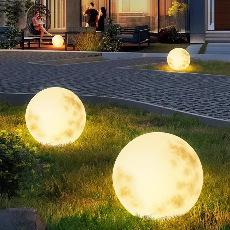 Moon lamp outdoor solar lawn lamp courtyard moon lamp balcony landscaping pendant lamp waterproof garden layout floor lamp