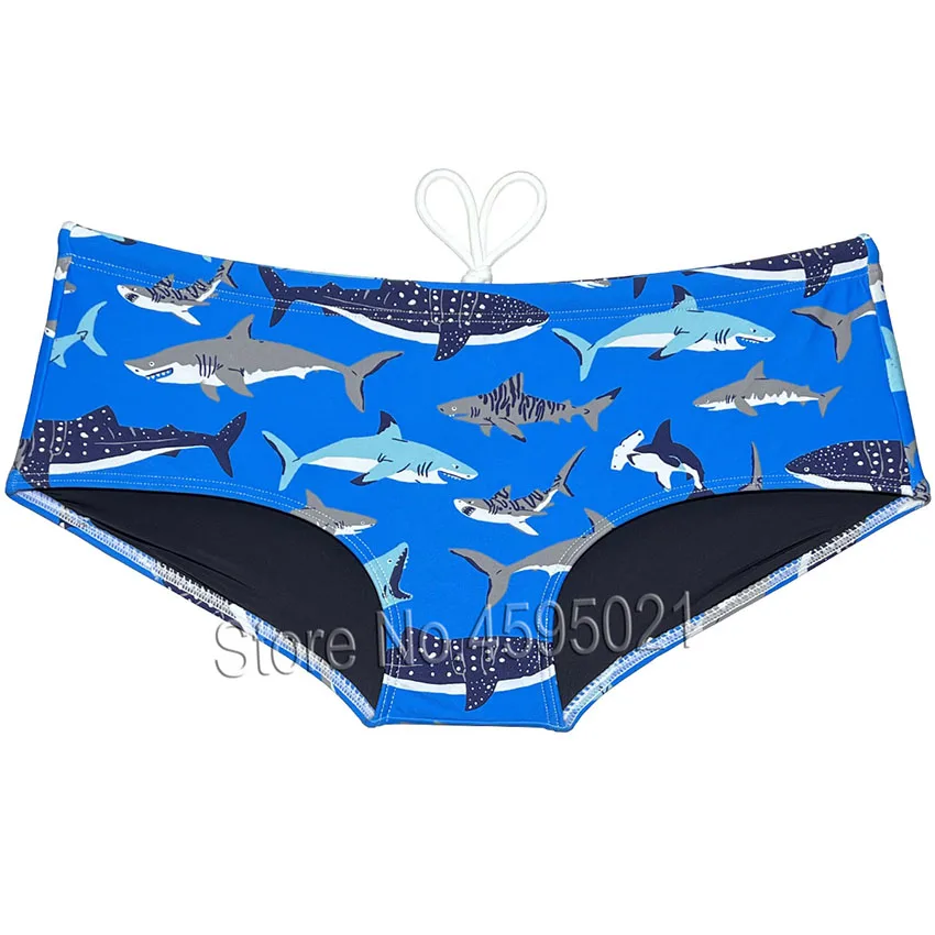 Men's Swimwear Colorful Printed Swim Briefs Board Surf Shorts Boxer Male Summer Swimsuits Drawstring