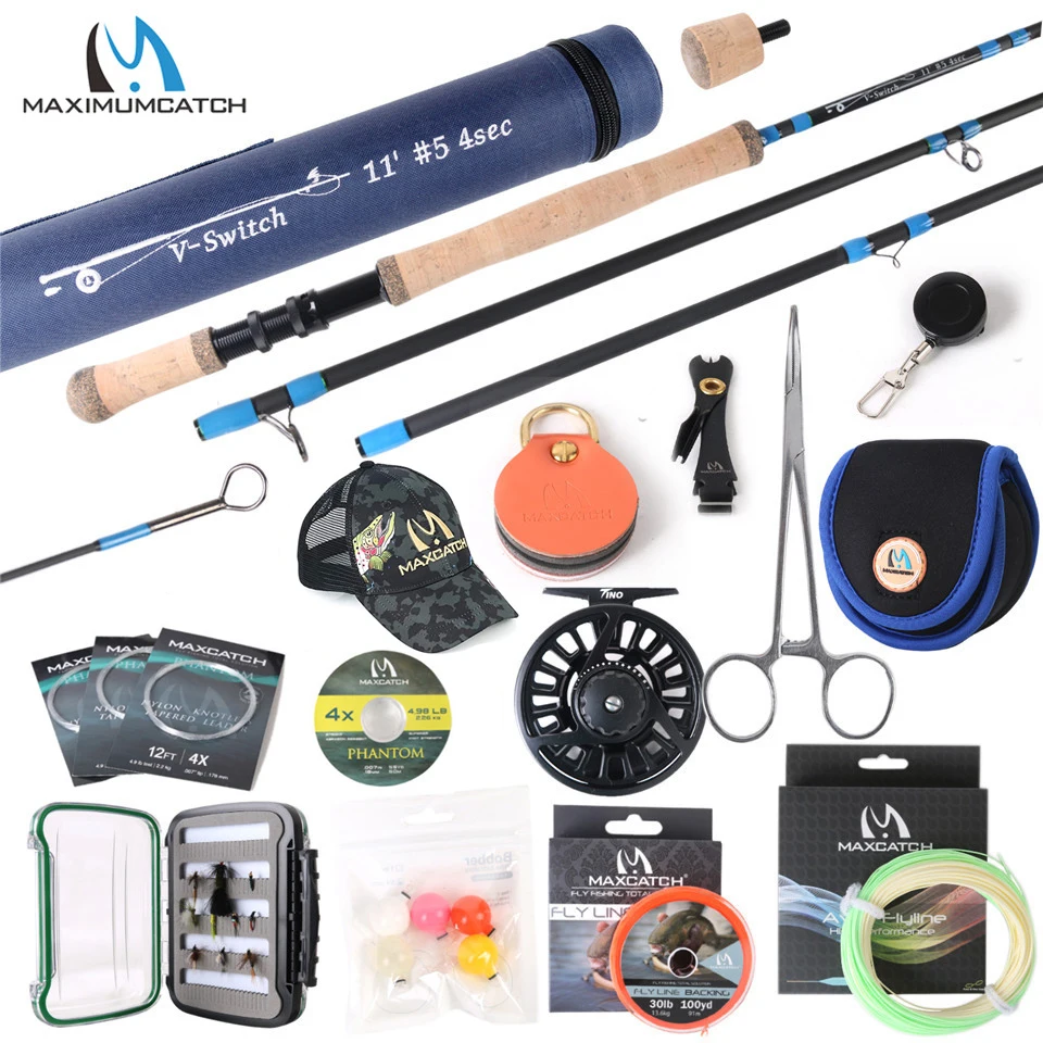 Maximumcatch 4-8WT Switch Fly Fishing Rod Full Kit 10-11FT Moderate Fast  Action Switch Fly Rod With Reel Line Combo
