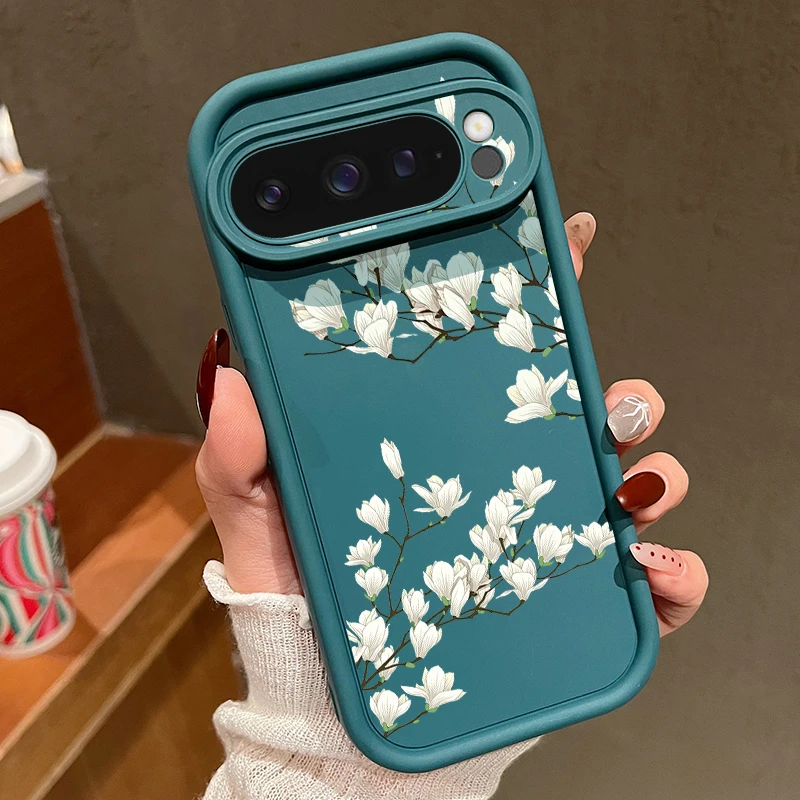 Floral Design Silicone Phone Case - Shockproof Soft TPU Protector Cover