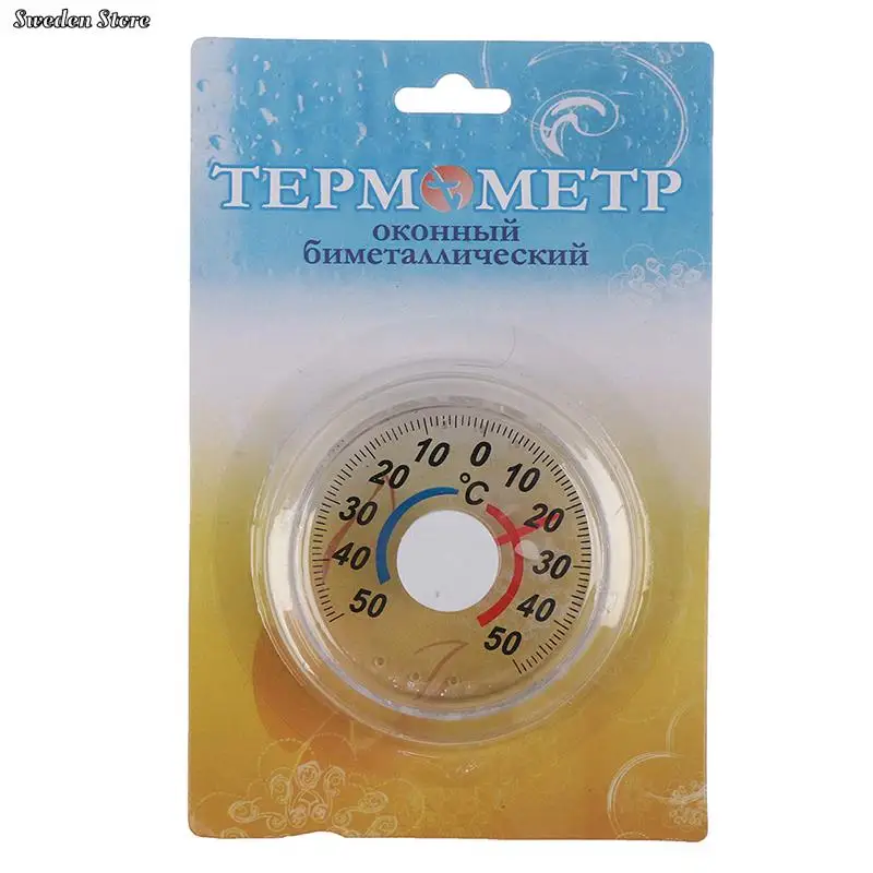 1pcs Round Plastic Thermometer Outdoor Door Window Pointer Type Cold And Heat Watch