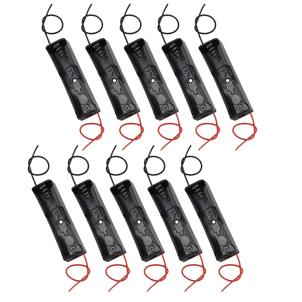 18650 Battery Case Holder with Wire Bundle DIY Battery Storage Boxes 18650 1 Bay Cell Holder 1 Slots 10pcs battery case