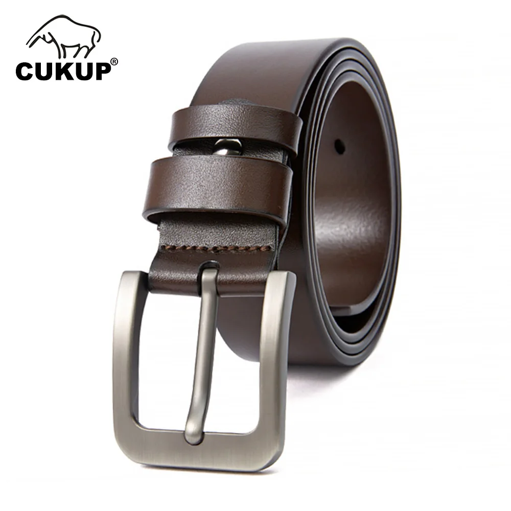 CUKUP Brand Name Designer Top Grade Quality Cowhide Leather Male Accessories Men‘s Casual Styles Jeans Belts Model 3.8cm Width