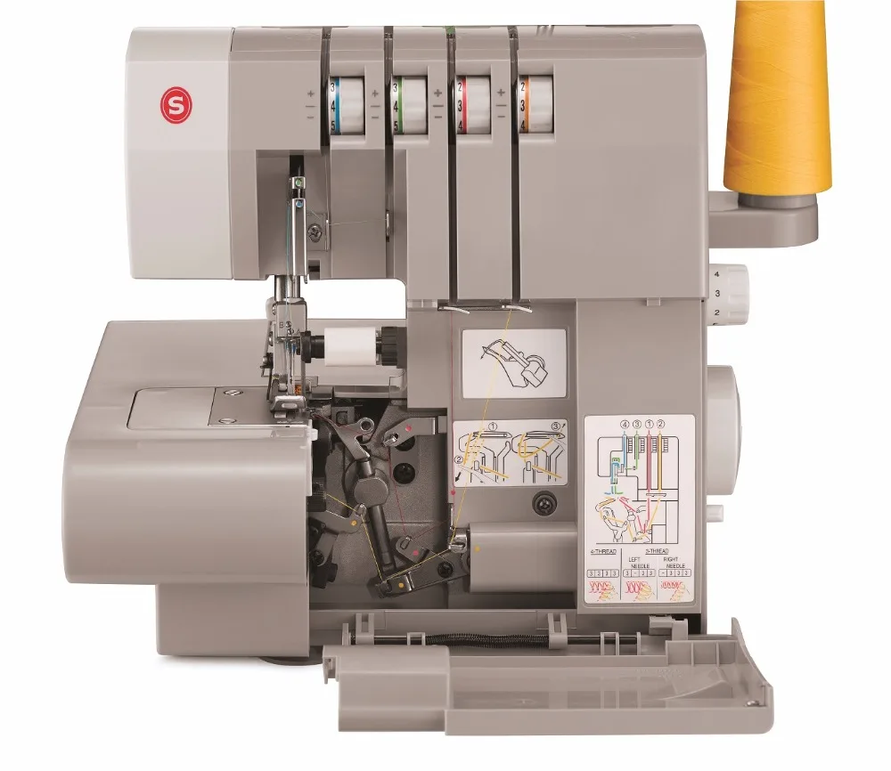 Singer 14HD854 Overlock Sewing Machine Multi-functional Electrical Double Needle 4-line Foot Pedal Tension Adjustable