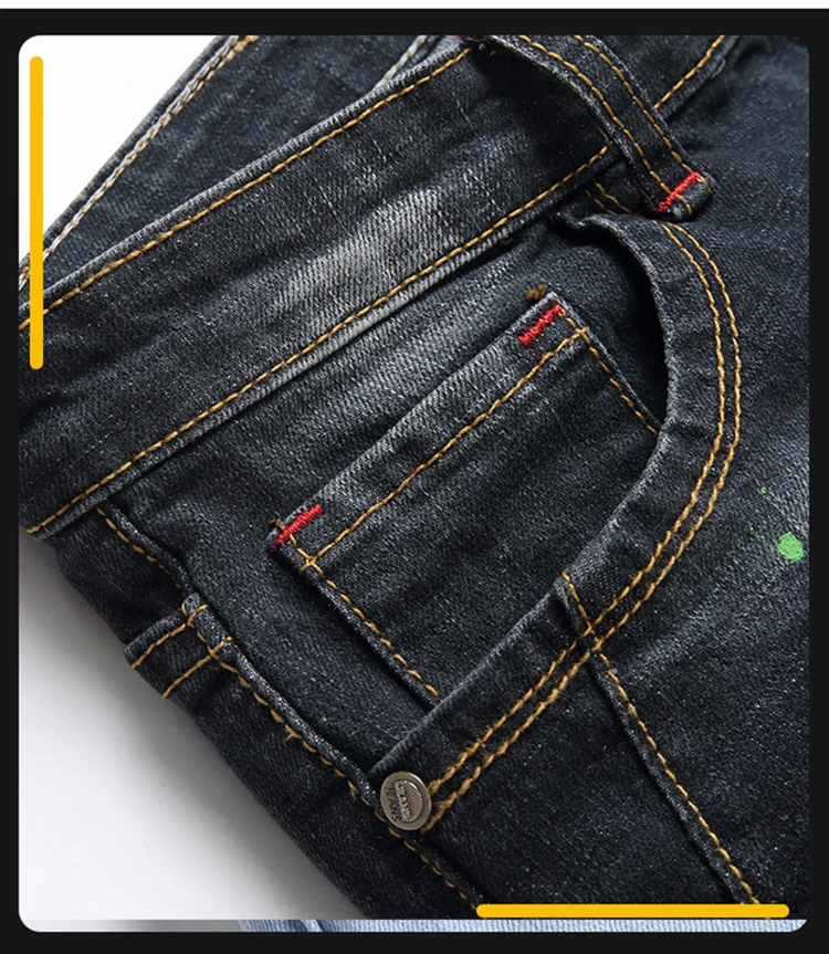 PlatiNum Slim Stretch Ripped Jeans - Paint Spot Detail
