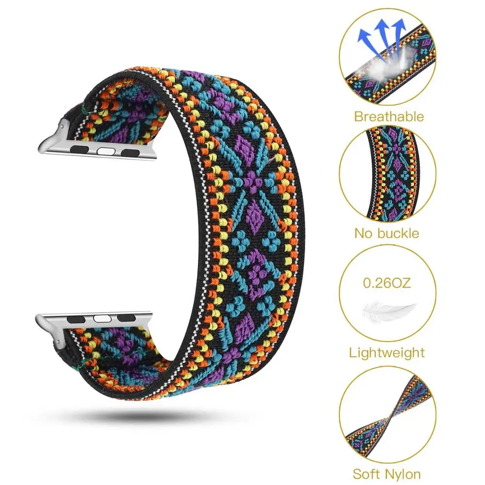 애플 워치 밴드용 스크런치 스트랩, 탄성 솔로 루프 팔찌, 아이워치 시리즈 3 se 6 7 8 9 울트라 2, 40mm, 44mm, 42mm, 45mm, 41mm, 49mm