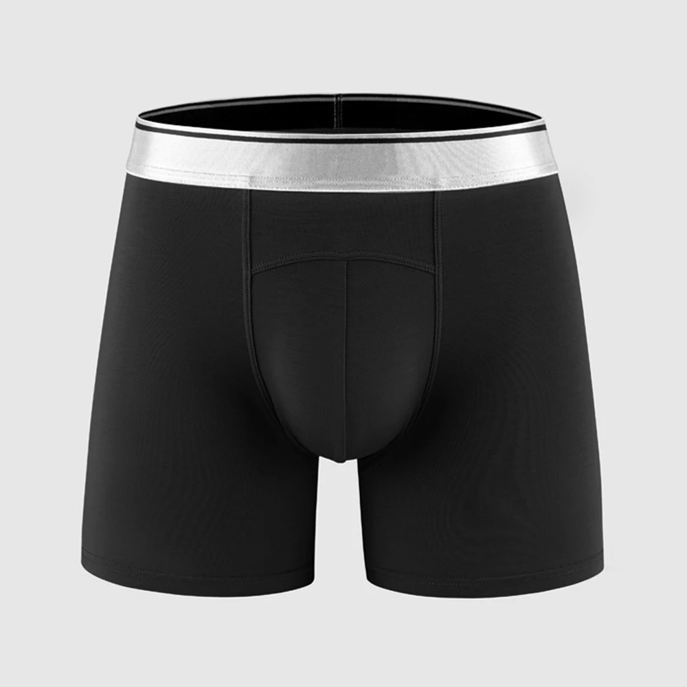 

Men Modal Comfortable Soft Boxer Briefs Bulge Pouch Underpants Long Legs Trunk Sport Shorts Breathable Underwear Daily Panties