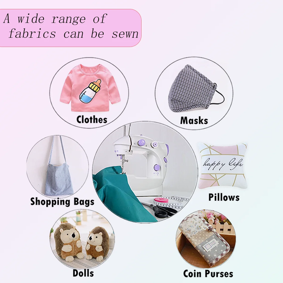 1set (11pcs) Mini Sewing Machine, Adjustable 2 Speed 2 Thread Sewing Machine, Portable Electric Sewing Machine With Foot Pedal, 6