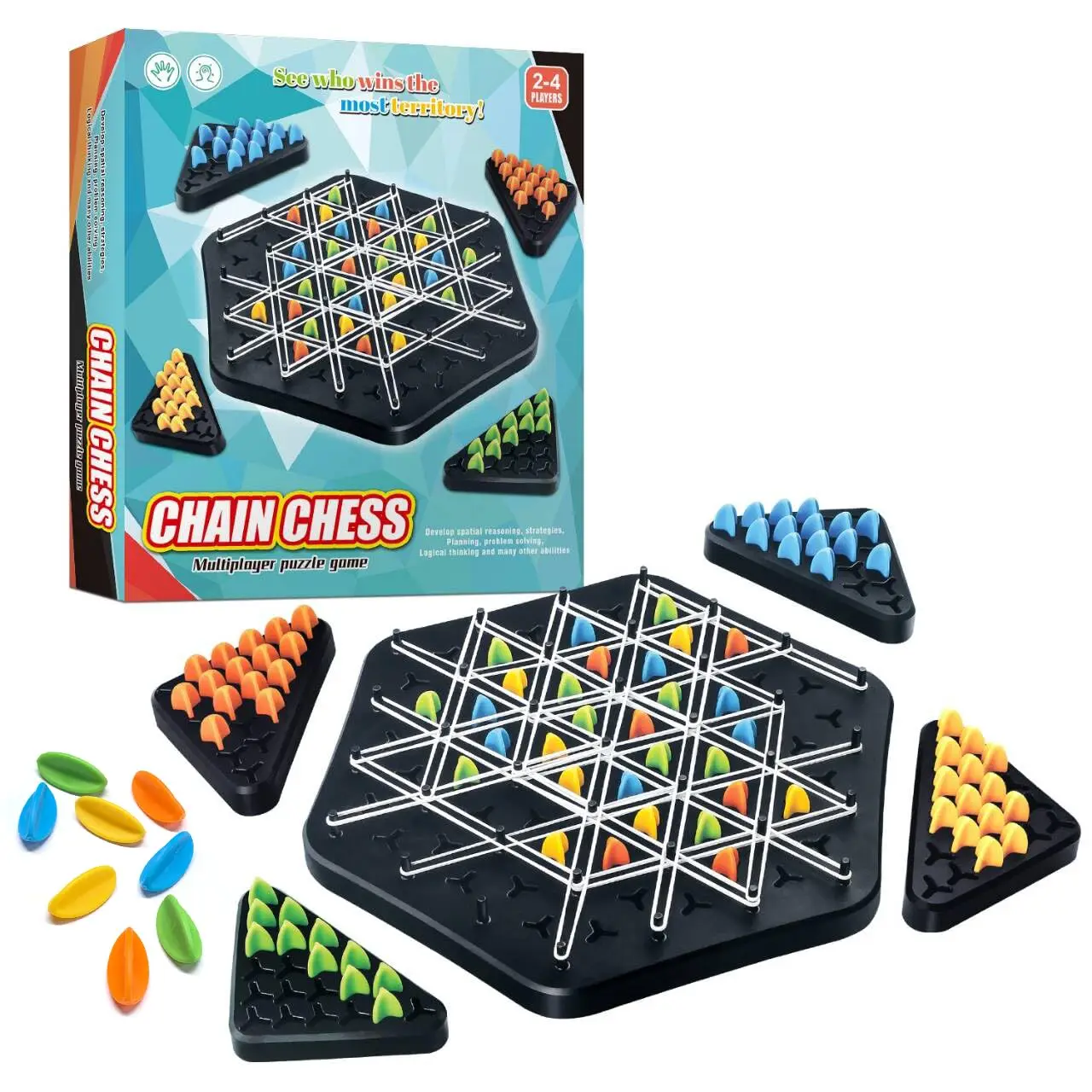 Large Size Chain Triangle Chess Game Interactive Brain Teaser Strategy Game for Kids Triangle Chess Board for Family board game table games chess puzzle game