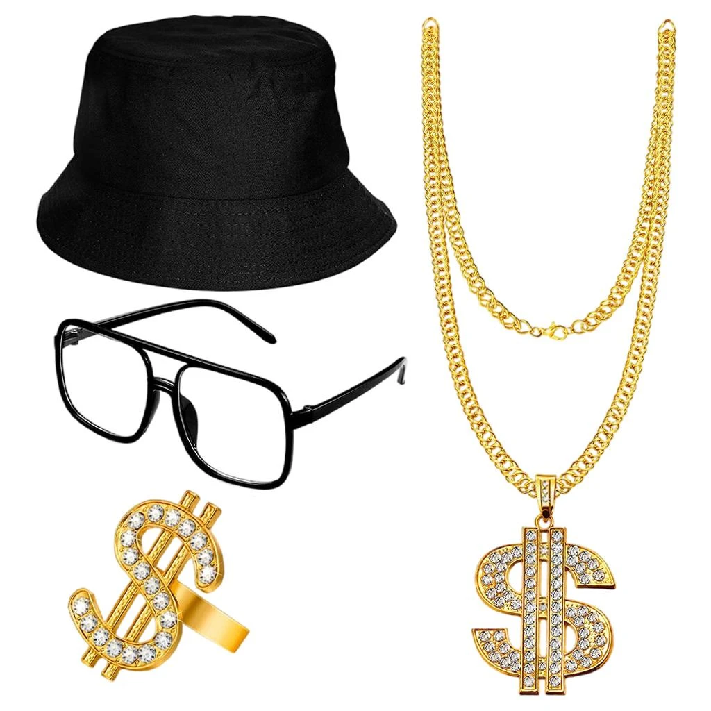 Rebaja Desbordamiento Generosidad Kit de disfraz de Hip Hop, rapero antiguo, colgante, gafas de sol planas  para fiesta| | - AliExpress