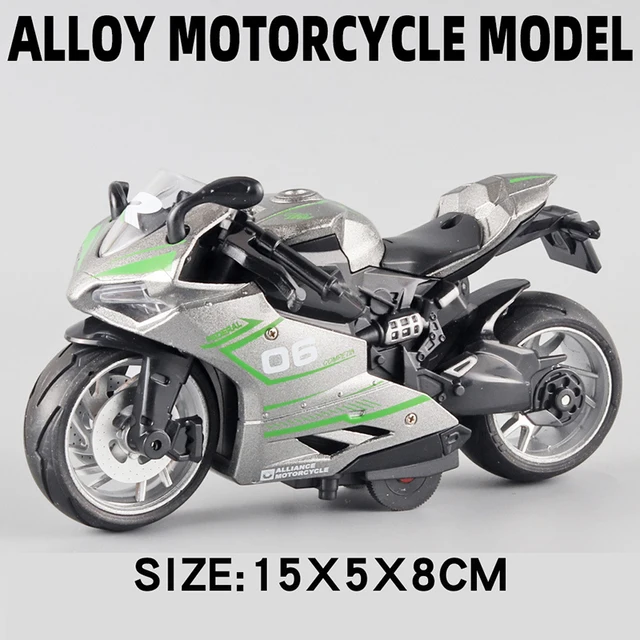 Pocket Toy Alloy Motorcycle Model Miniature Diecast Racing Off-Road Motorcycle Simulation Car Toy Street Motorcycle Model Gift - Silver