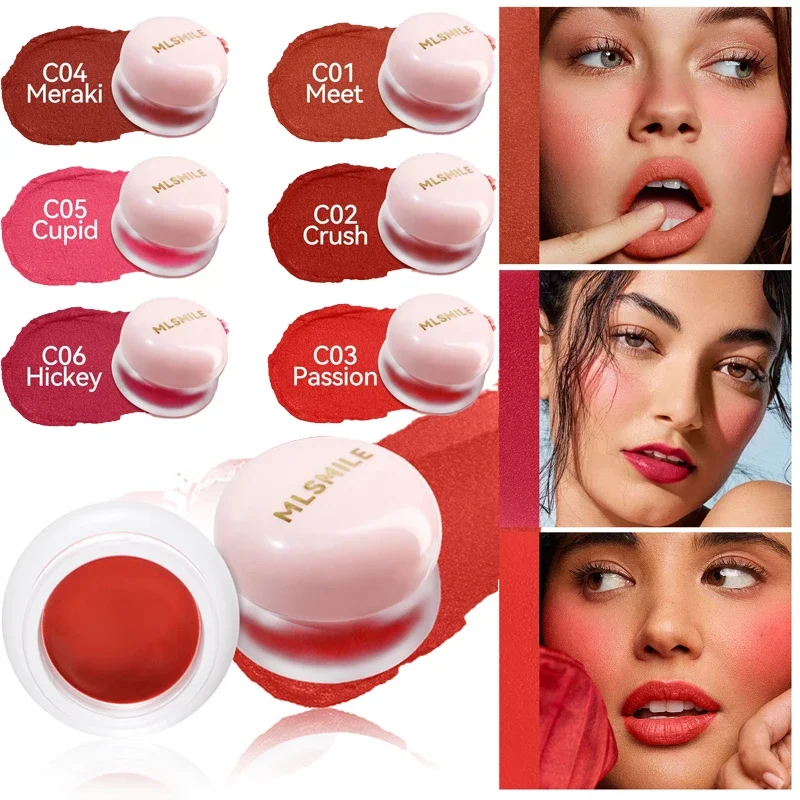 Jelly Lip Cheek Mud Matte Velvet Lip and Cheek Dual-use Blush Cream Lasting Waterproof Red Tint Lipsticks Rouge Blusher Makeup