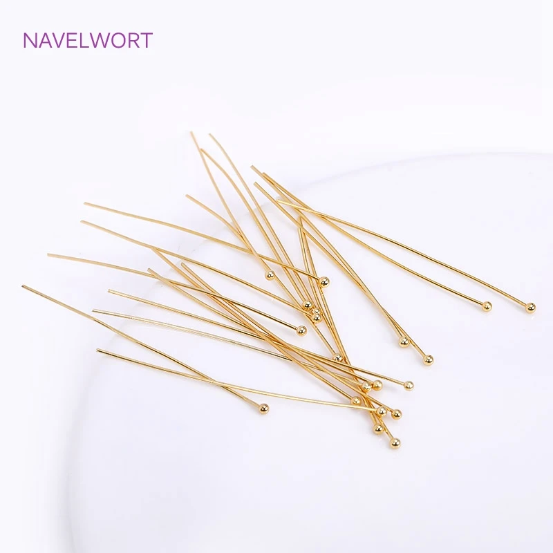 50 teile/los Messing Kugelkopf/Flachkopf/Augenkopf Pins Liefert Für Schmuck 18 Karat Vergoldete Pins DIY Perlen Zubehör Großhandel – Detail 25
