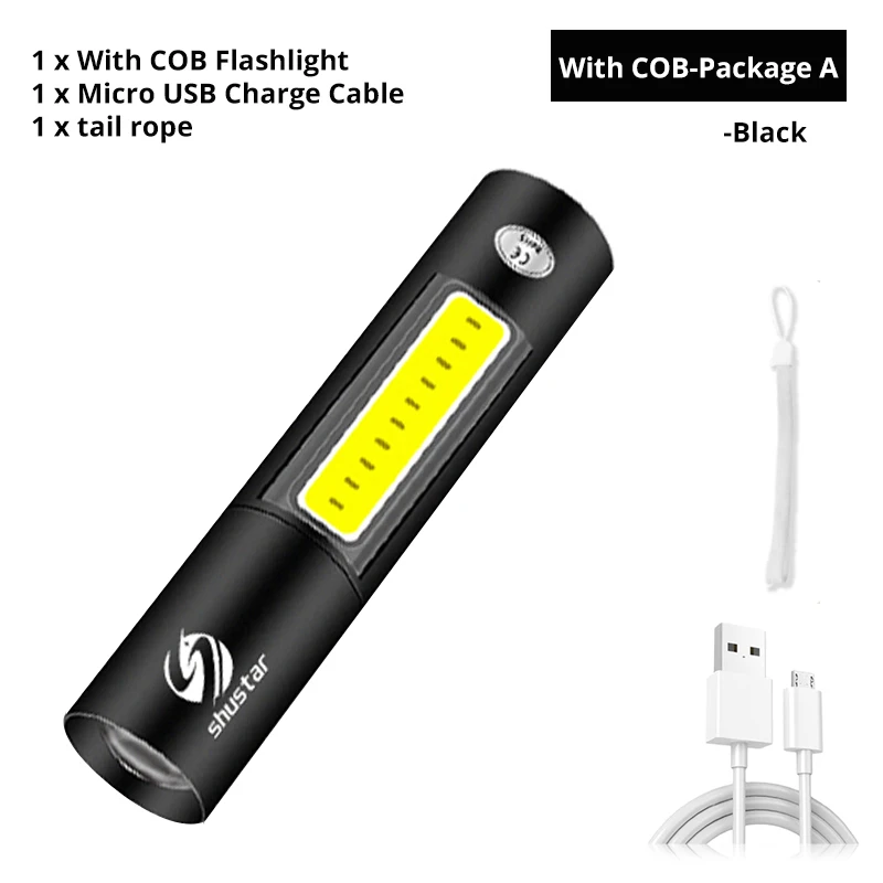 security torch USB Rechargable Mini LED Flashlight 3 Lighting Mode Waterproof Torch  Telescopic Zoom Stylish Portable Suit for Night Lighting flashtorch mini Flashlights