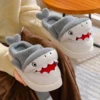 Mo Dou Cute Cartoon Shark Slippers for Women Winter Autumn Home Slippers for Men Non Slip Warm Plush Slippers for Unisex 4