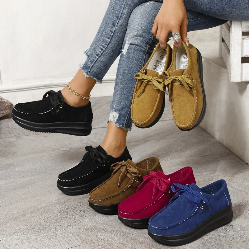 FASHION BREATHABLE CASUAL FLAT SHOES WOMEN LADIES LIGHT SWING PLATFORM GIRLS SHOES WOMEN SLIMMING2026ASUAL WOMEN FLATS SHOES