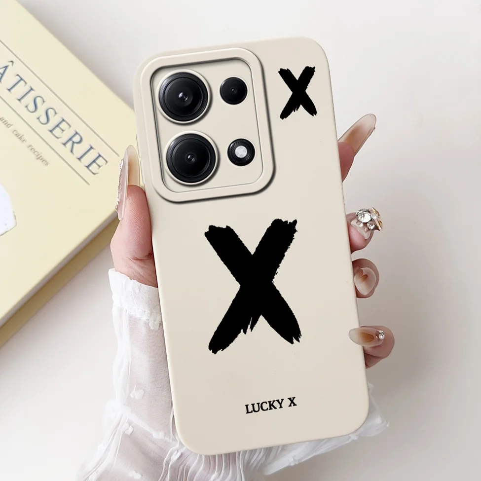 4G For Redmi Note 14 14S 14Pro Back Cover For Redmi Note 14 Pro 4G Case Simple Fashion A-Z Letters Pattern Design Silicone Funda