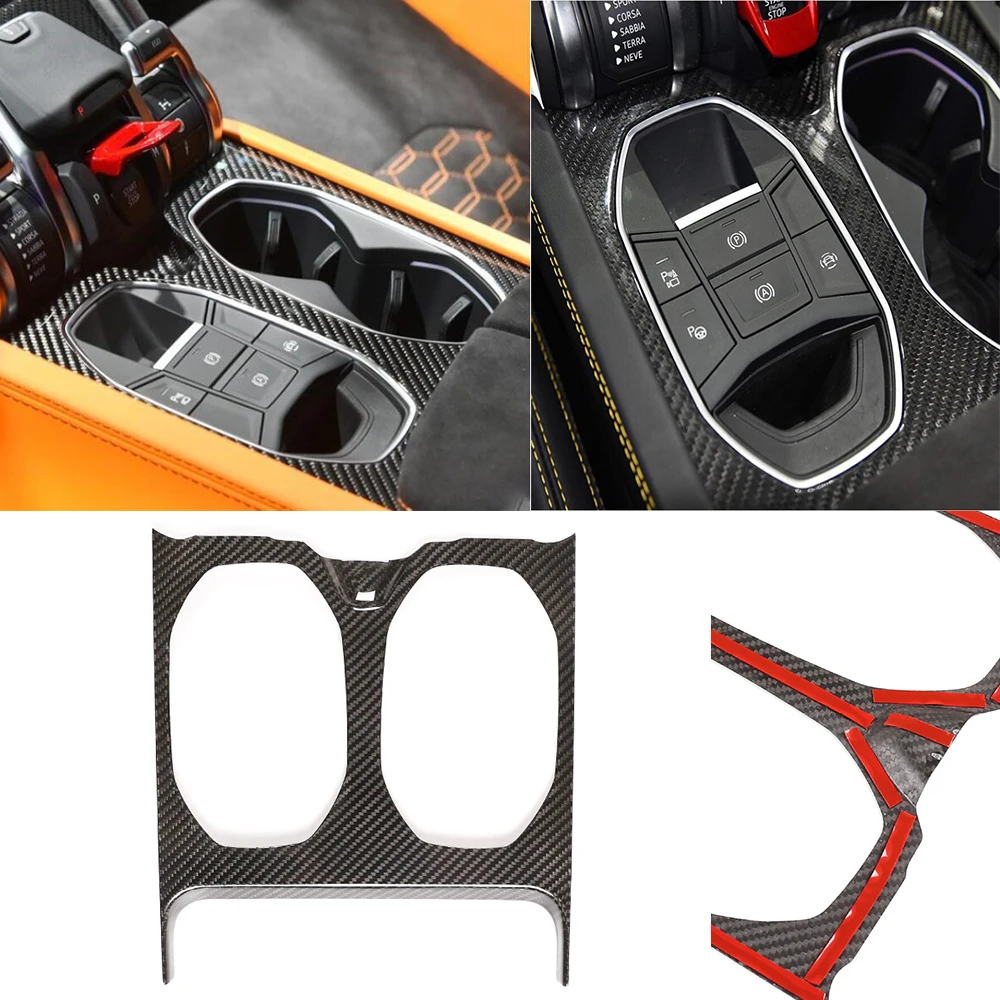 

Real Carbon Fiber Water Cup Holder Panel Cover Decoration Trim Fit for Lamborghini URUS 2018 -2021 Interior Car Accessories