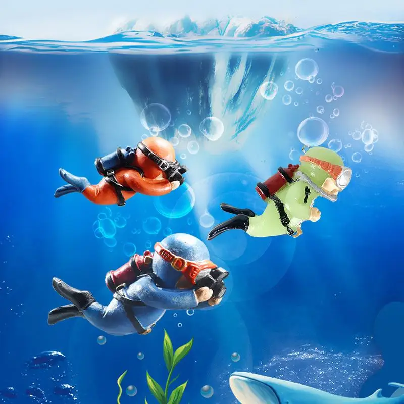 Frogman Aquarium Ornaments Resina Floating Diver Fish Tank Decorazioni Posizione Regolabile Artificiale Lovely Diver Per Fish Tank