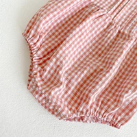 2024 Toddler Baby Girls Rompers Embroidery Bodysuit Girls Jumpsuits Princess Girls Pink Grid Rompers Toddler Summer Clothing 5