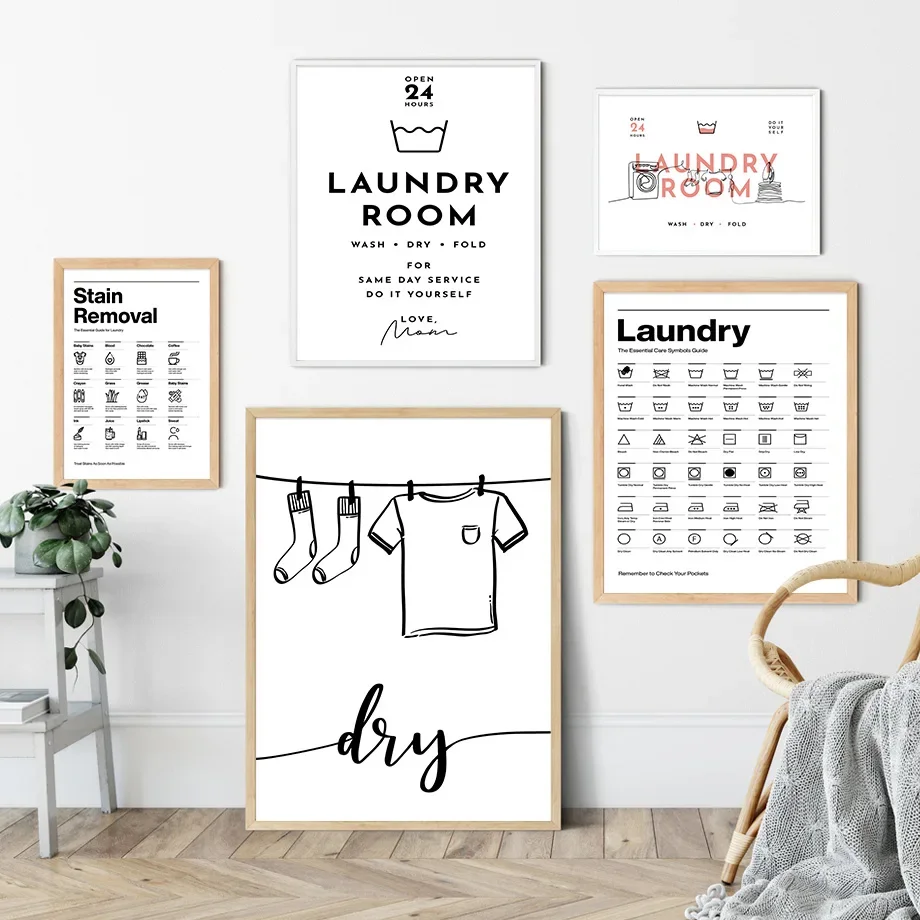 

Care Guide Stain Removal Fold Dry Wash Wall Art Canvas Painting Nordic Posters And Prints Wall Pictures For Laundry Room Decor
