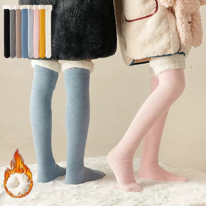 Long Socks Woman&Man Stocking Over the Knee Wool Thicken Keep Warm Calcetines Snow  Winter Warm Solid  men Floor sleep Sock