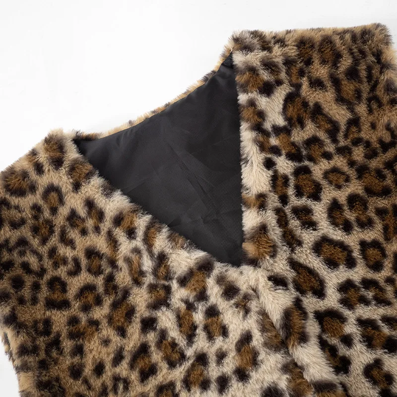Leopard Printed V-Neck Vestidos Coat Female Contrast Printed Streetwear Cropped Top Loose Autumn Commute Outwear Cardigan