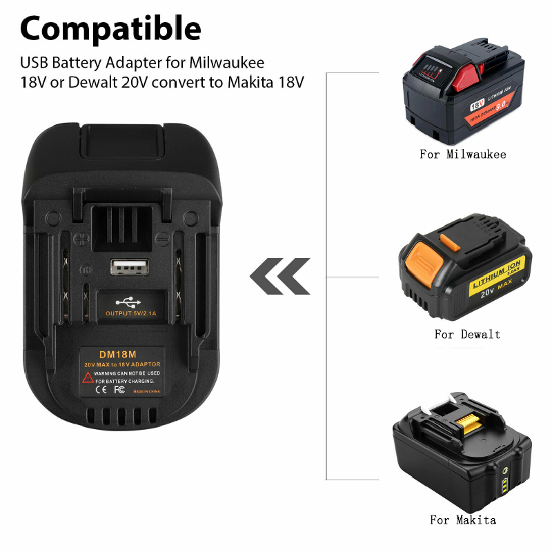 Battery Adapter Converter For Milwaukee Dewalt To Makita 18V BL1830 BL1850 DM18M Power Tool Accessories