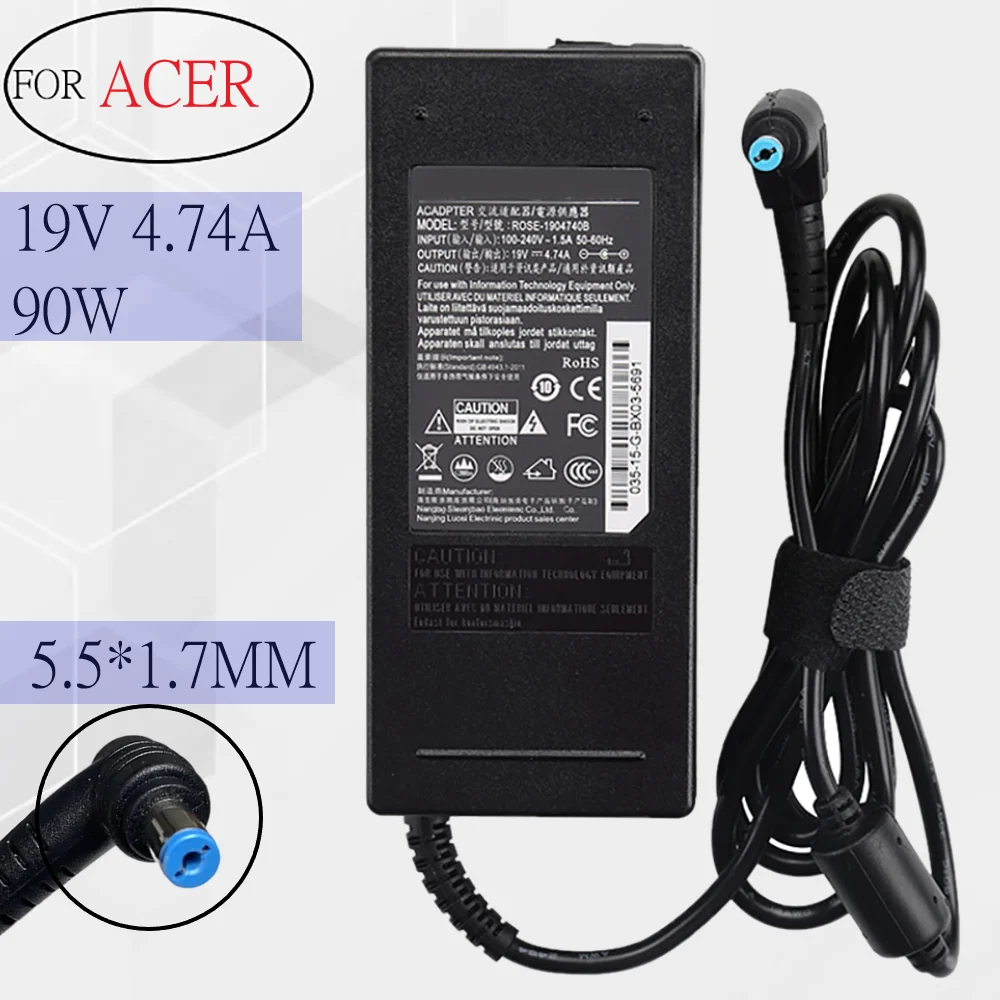 

19V 4.74A 90W 5.5x1.7mm Laptop AC Adapter Charger For ACER ASPIRE 5750G 5755G 7110 9300 Notebook Power Supply