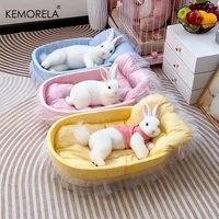 Nid de princesse lapin moelleux, lit en peluche douce avec bords en dentelle, literie confortable pour petits animaux de compagnie, Hamsters, cochons d'inde, 1 pièce 1