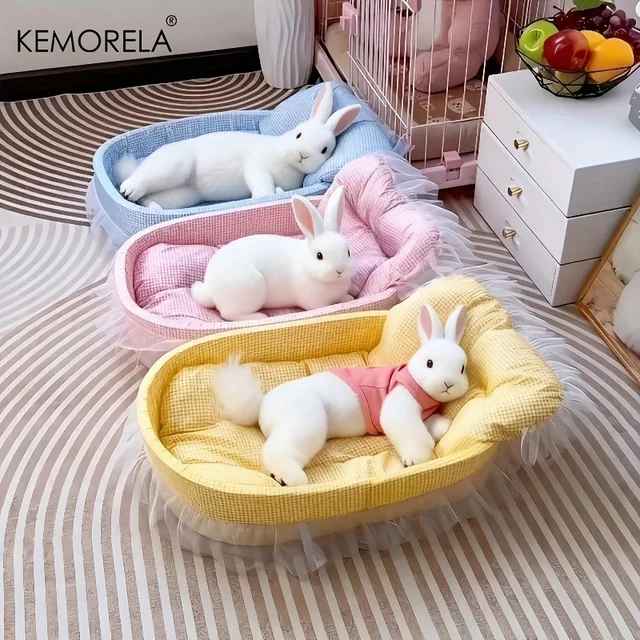 Nid de princesse lapin moelleux, lit en peluche douce avec bords en dentelle, literie confortable pour petits animaux de compagnie, Hamsters, cochons d'inde, 1 pièce 1
