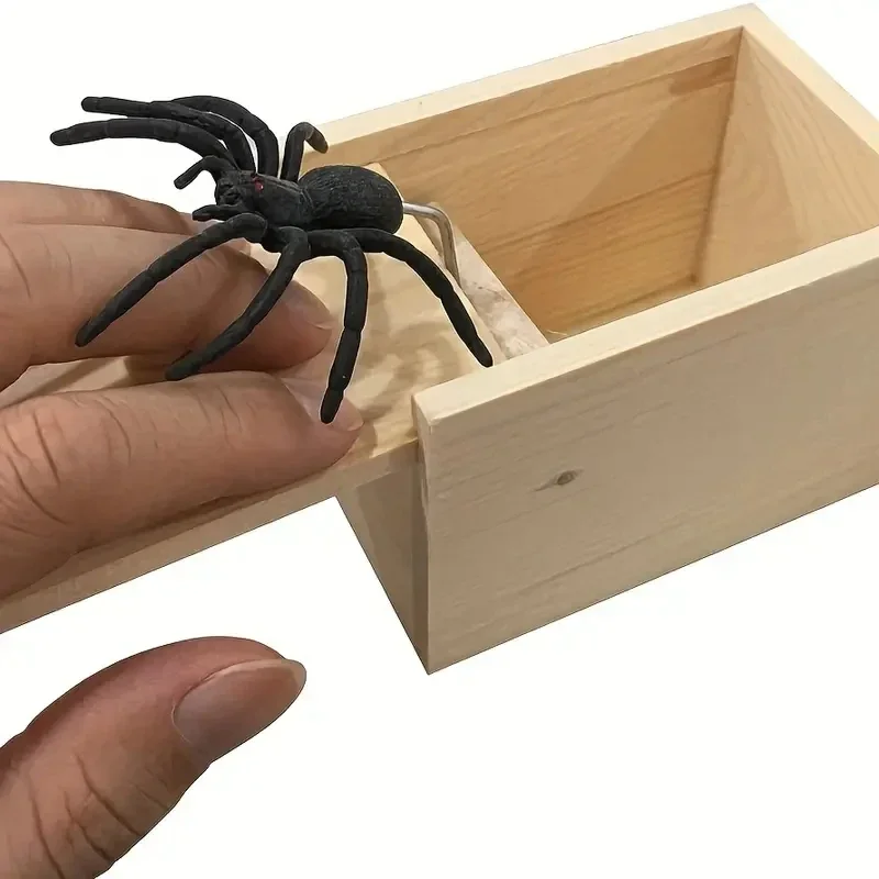 Prank Scare Box Trick Spider Funny Wooden Hide Box Quality Prank Fun game Prank Friends toy holiday gift
