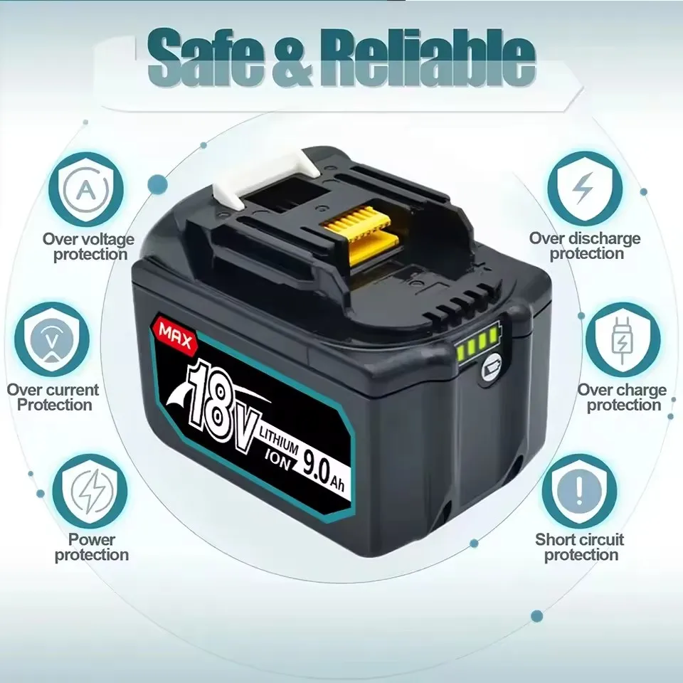 NEW 18V 9.0/12.0/18.0Ah Rechargeable Battery For Makita Power Tools with LED Li-ion Replacement LXT BL1860 1850 18v 9 A 18000mAh 3