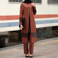 Eid 2 pièces Ensemble femmes haut pantalon à jambes larges costume imprimé Robe pantalon Ensemble musulman Ramadan arabe marocain dubaï tenues décontractées 5