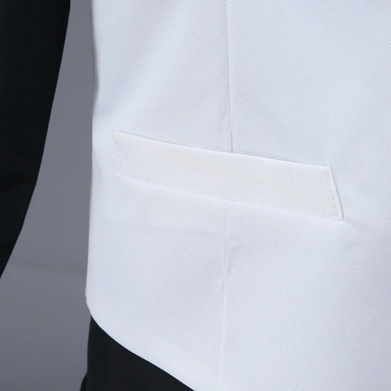 Fashion Suit Vest for Wedding Tuxedo Suits Men's White Black One Piece Formal Waistcoat Party Stage Performance Suit Vest 5