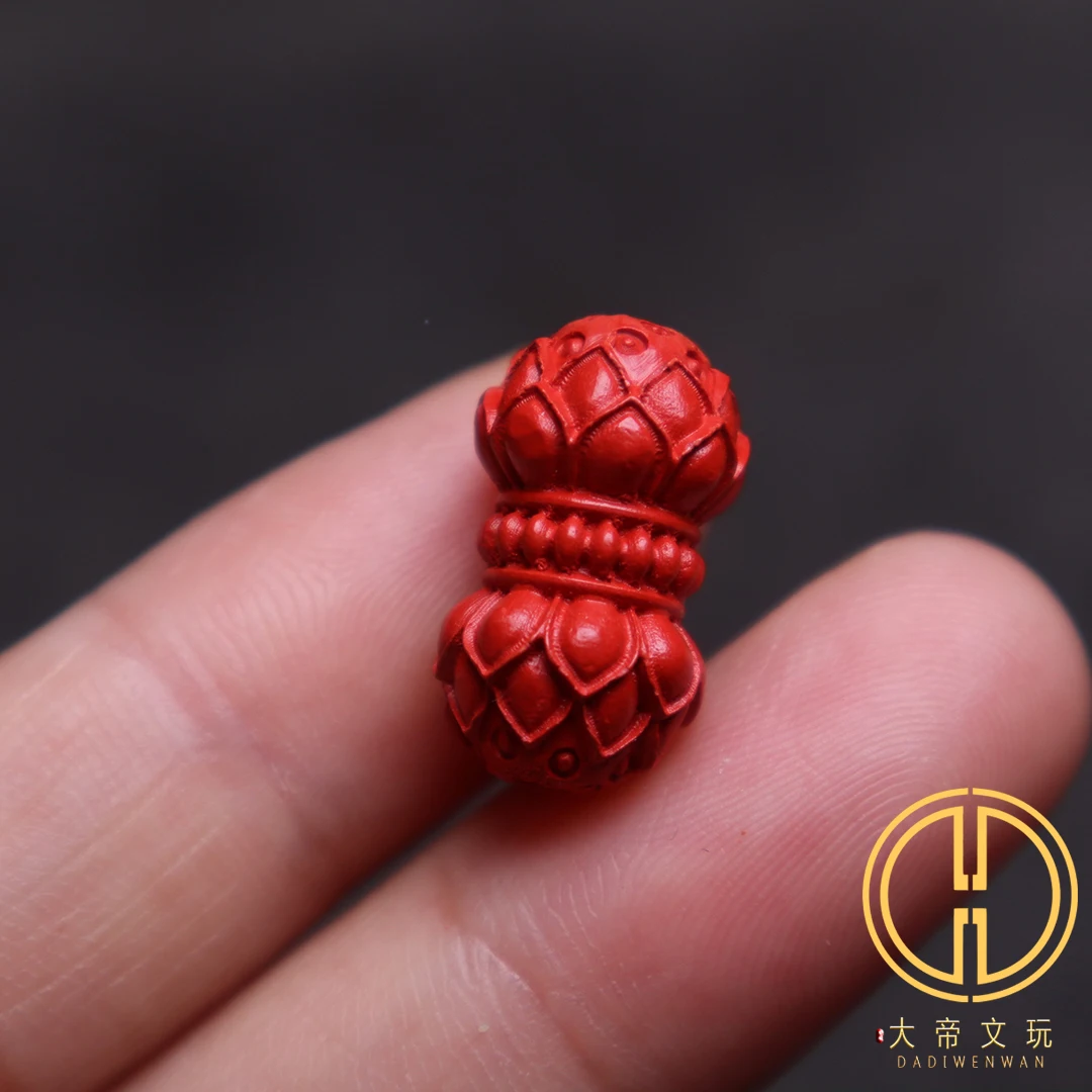 

Natural 100% real red Cinnabar Jade round beads carved Lotus flower Bracelet necklace accessories for woman men Gift good luck