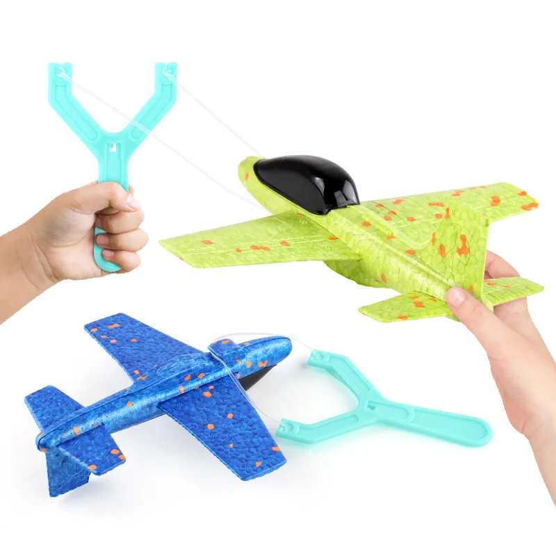 Children Ejecting Foam Aircraft Toys Slingshot Ejection Flight With Night Light Hand-throw Outdoor Sports Toy