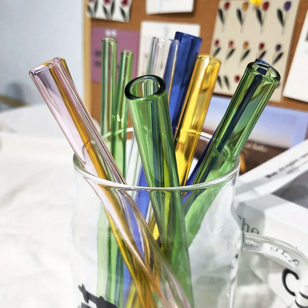12mm Reusable Drinking Straw High Borosilicate Glass Straws Straight Boba Bubble Tea Milk Smoothies Fruit Cocktails Bar